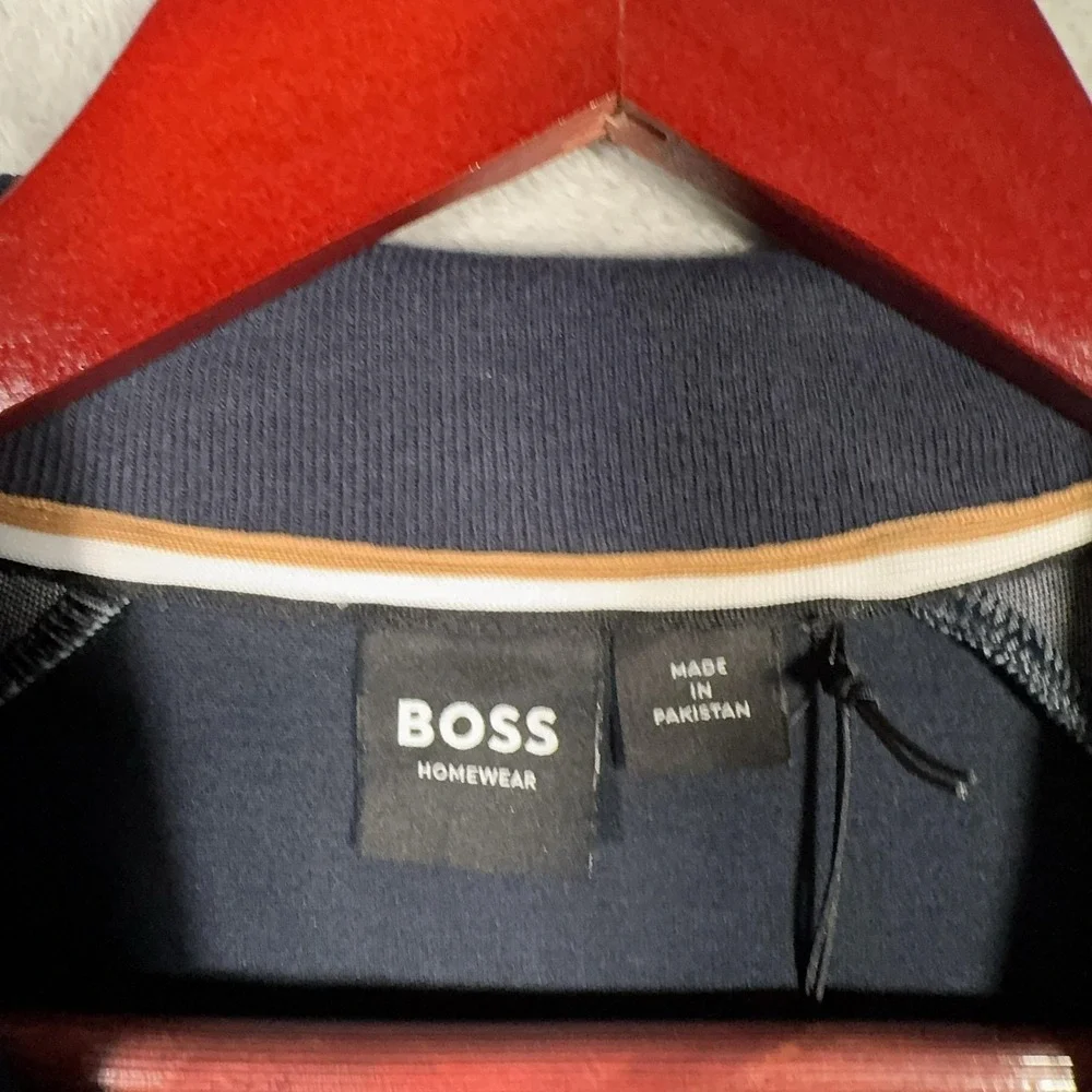 Boss Jacket Mens Small Blue Colorblock Track Full Zip Homewear Cotton Athletic